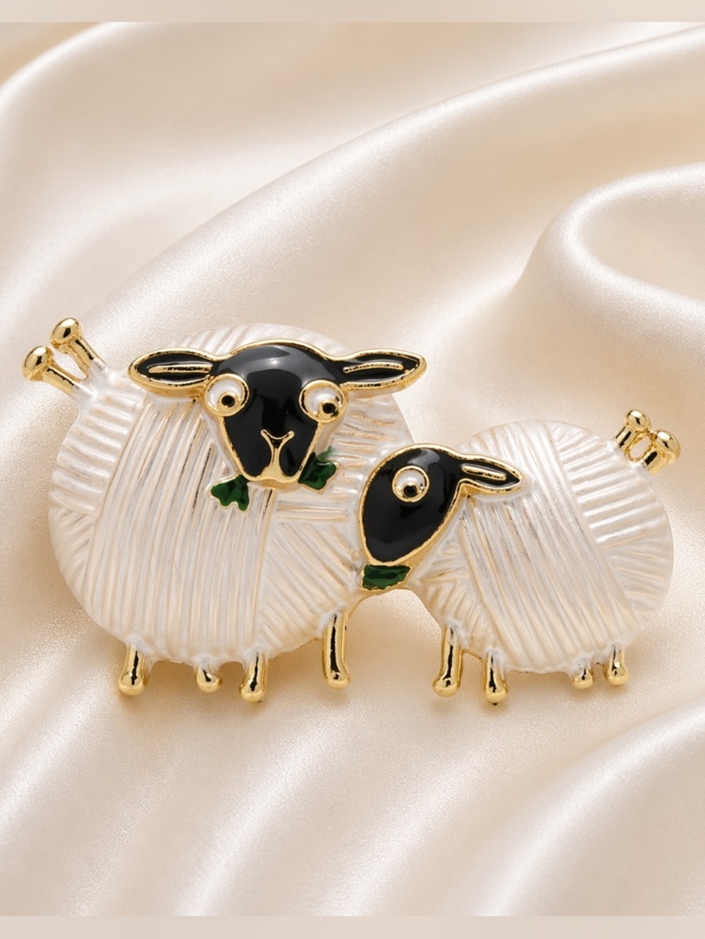 Cute White Lamb Sheep Unique Animal Brooch